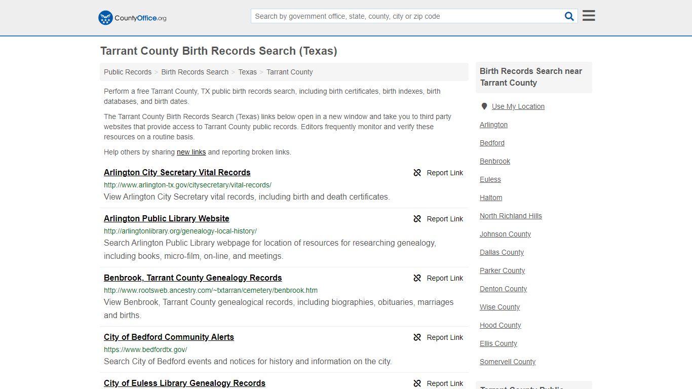 Birth Records Search - Tarrant County, TX (Birth ...